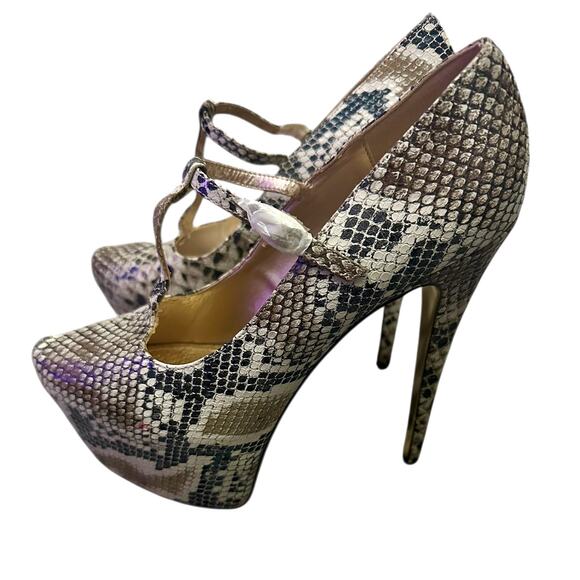Luichiny Sexy Snakeskin Stiletto 5.5" Mary Jane Platform Heel Tilda 8.5M Retro - Picture 4 of 9